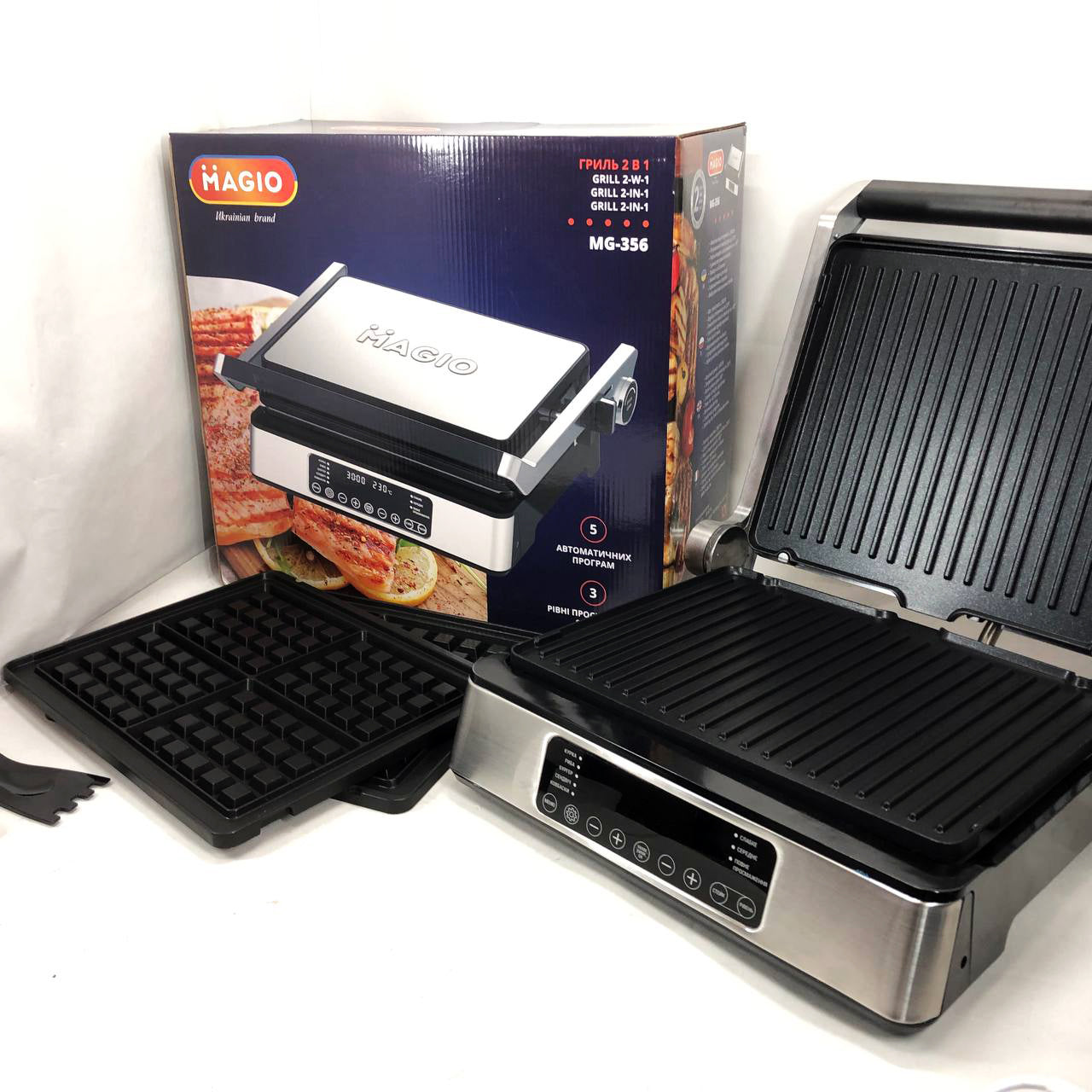 Гриль-барбекю электрический Magio MG-356, Настольный гриль для гамбургеров Прижимная электробутербродница