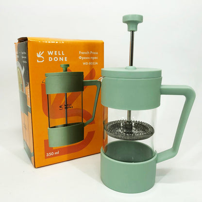 Френч-пресс Well Done WD-8053A мятный 350 мл, Чайник самовар стеклянный, Чайники для заварки