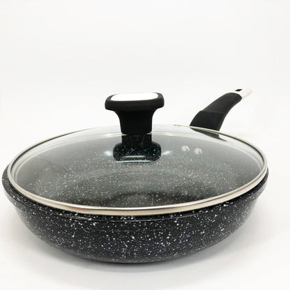 Сковорода UNIQUE UN-5114 22 см с крышкой гранит светлый многослойное покрытие