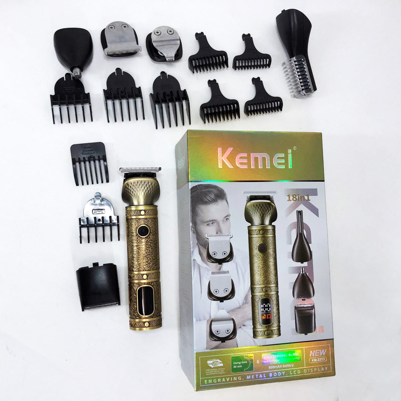 Триммер 18 в 1 Kemei KM-2313, Универсальный триммер для мужчин хорошие машинки для стрижки волос для дома