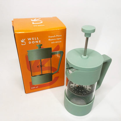 Френч-пресс Well Done WD-8053A мятный 350 мл, Чайник самовар стеклянный, Чайники для заварки