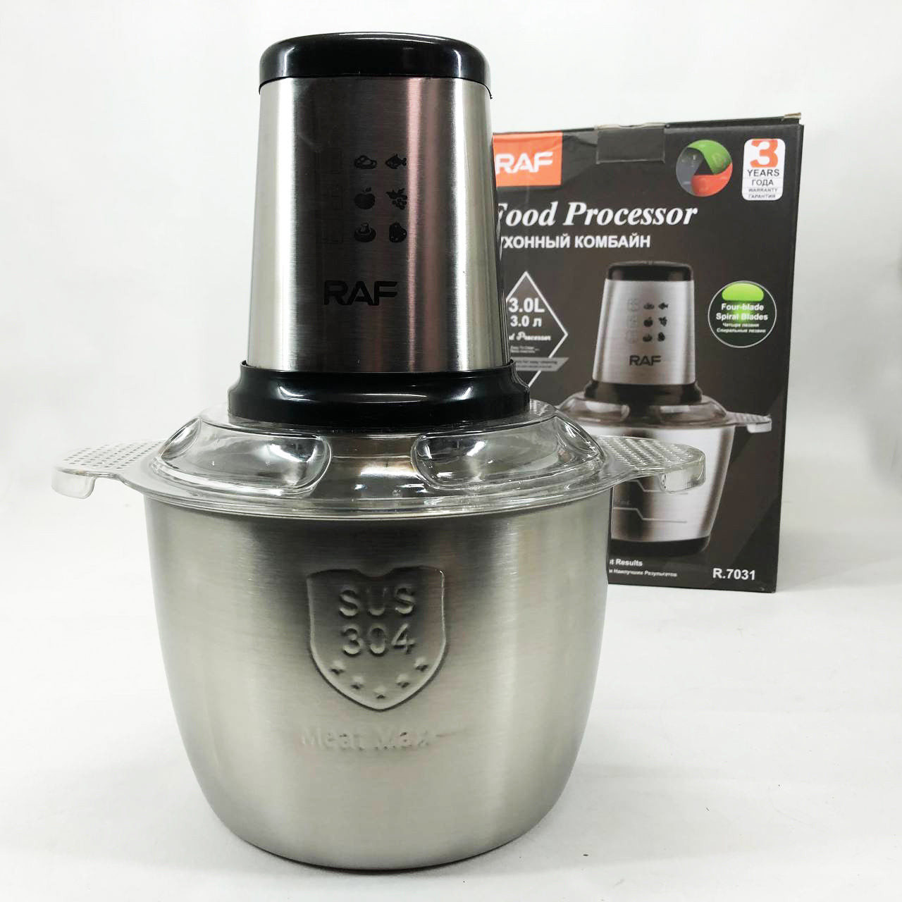 Измельчитель RAF R.7031 электрический блендер-чоппер настольный 3 л 1000 Вт, Кухонный блендер для овощей