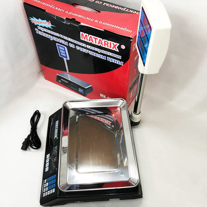 Весы товарные Matarix MX-411+ на 50 кг, Торговые весы с табло, Торговые весы настольные со стойкой