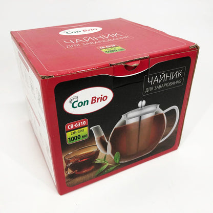 Заварочный чайник Con Brio 1 л CB-6310, Чайник самовар стеклянный, Эксклюзивные заварочные чайники