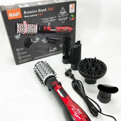 Фен стайлер RAF R.416 5в1 щетка расческа для сушки укладки волос 1200 Вт