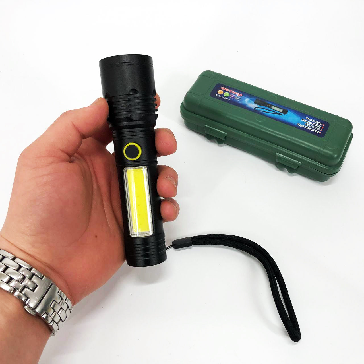 Фонарик BN-537-TG+COB (White+red), Тактичный фонарь ручной, Топ-фонарик, Фонарик полис