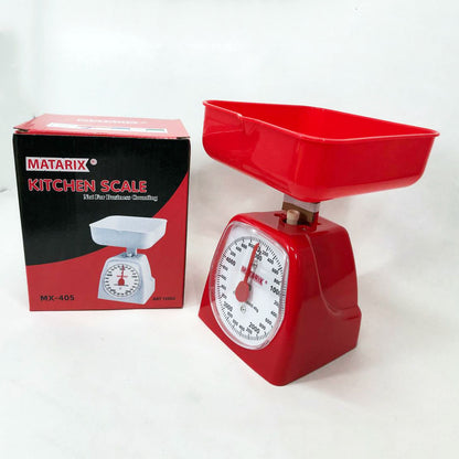 Весы кухонные механические MATARIX MX-405 5 кг, кухонные весы для взвешивания продуктов. Цвет: красный