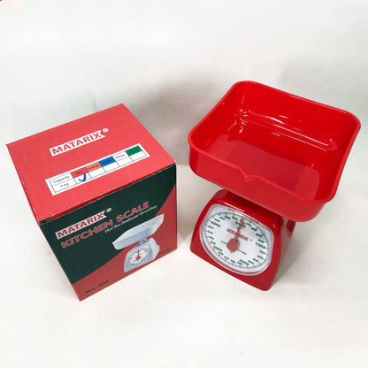 Весы кухонные механические MATARIX MX-405 5 кг, кухонные весы для взвешивания продуктов. Цвет: красный