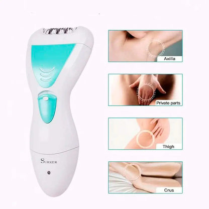 Эпилятор Gemei GM-7006 4в1 - Профеcсиональный беспроводной эпилятор бритва с насадками триммер + пемза