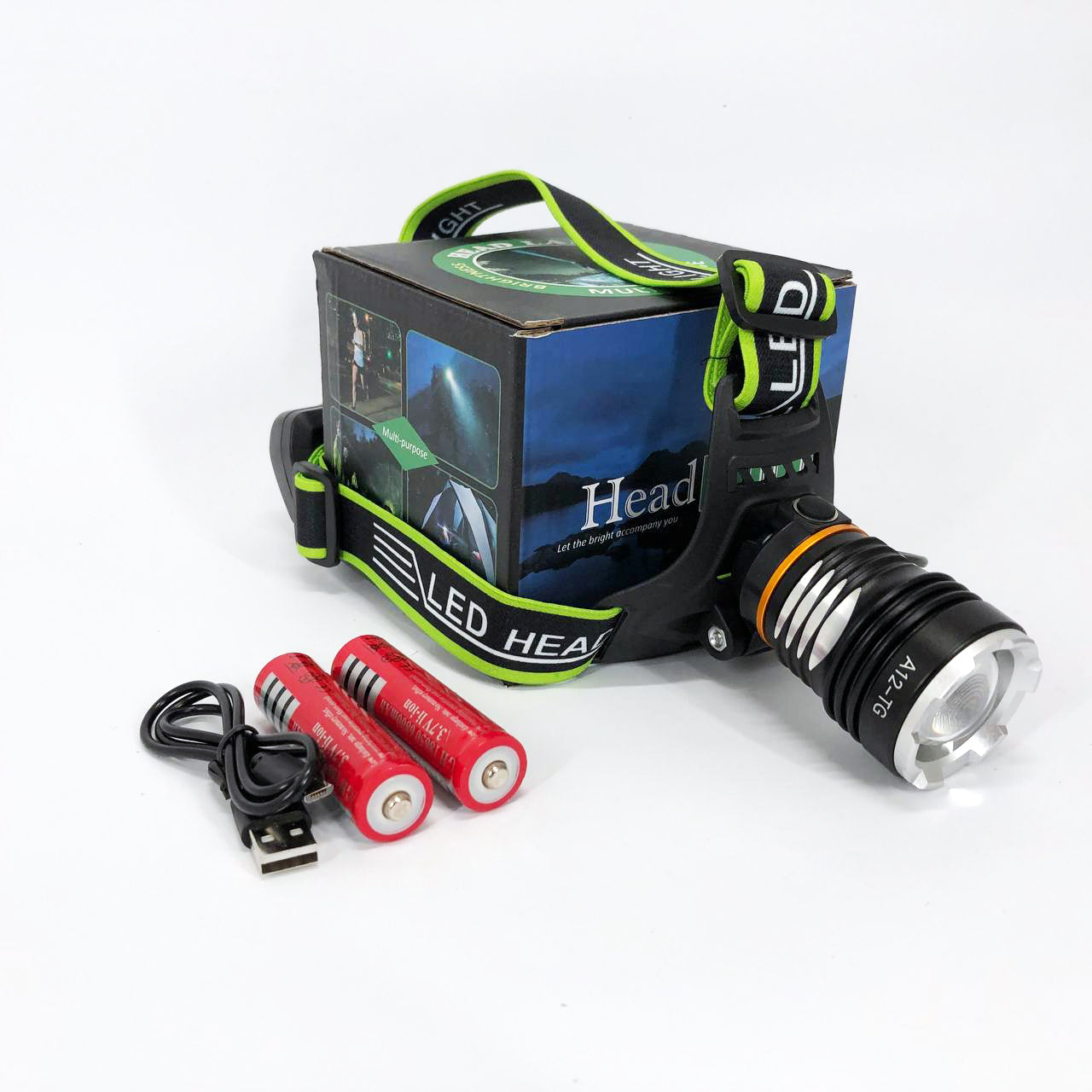 Фонарь налобный PLD-A12-TG 2x18650, Фонарик налобный мощный, Налобный прожектор, Фонарь для рыбалки