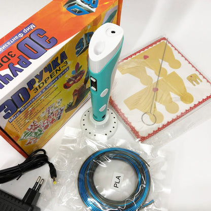 3D ручка Smart 3D Pen 2 c LCD дисплеем, Интересная ручка 3д для детей, Оригинальная. Цвет: голубой