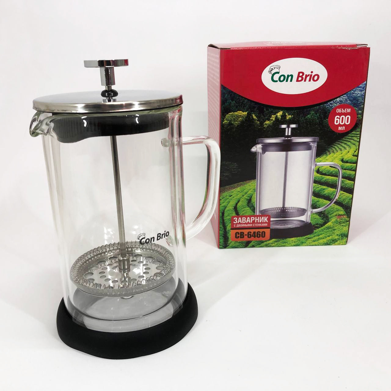 Френч-пресс с двойными стенками Con Brio CB-6460 600 мл, Френч-пресс для крепкого кофе китайский заварник
