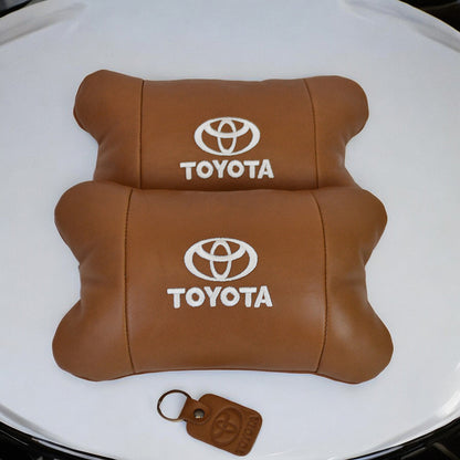 Набор кожаных подушек 2шт на подголовник Toyota. Комфортные ортопедические подушки, Toyota