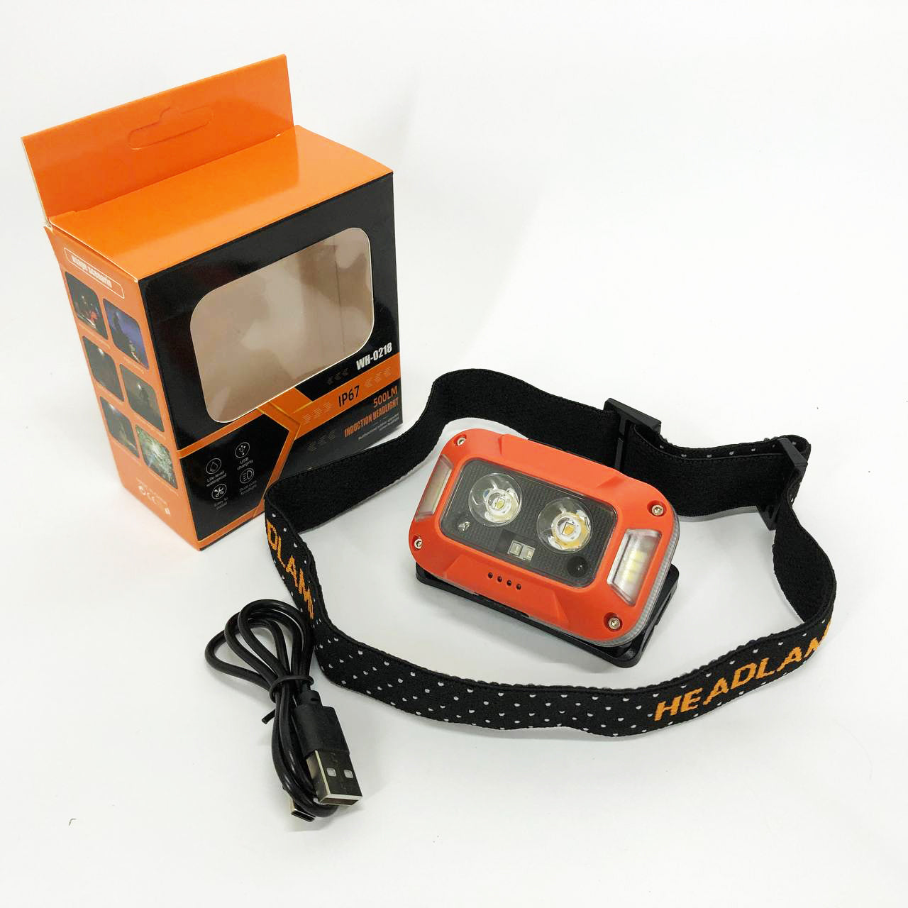 Фонарь налобный WH-0218-XPG(white+yellow)+SMD(red), Налобный фонарь для туризма рыбалки и охоты