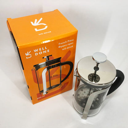 Френч-пресс Well Done WD-8016B с ручкой soft-touch 600 мл, Френч пресс стеклянный на кухню