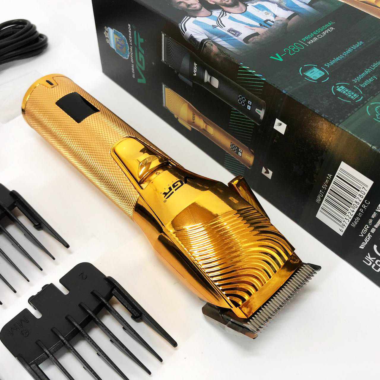 Аккумуляторная машинка для стрижки волос VGR V-280 с дисплеем и насадками, Качественная машинка