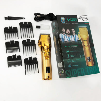 Аккумуляторная машинка для стрижки волос VGR V-280 с дисплеем и насадками, Качественная машинка