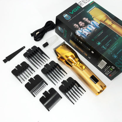 Аккумуляторная машинка для стрижки волос VGR V-280 с дисплеем и насадками, Качественная машинка