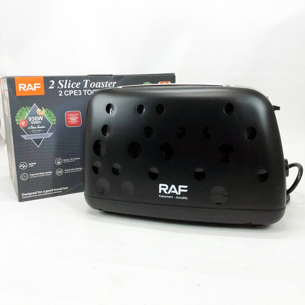 Тостер электрический RAF R.502 с 7 регулируемыми уровнями поджарки съемным поддоном для крошек 930 Вт