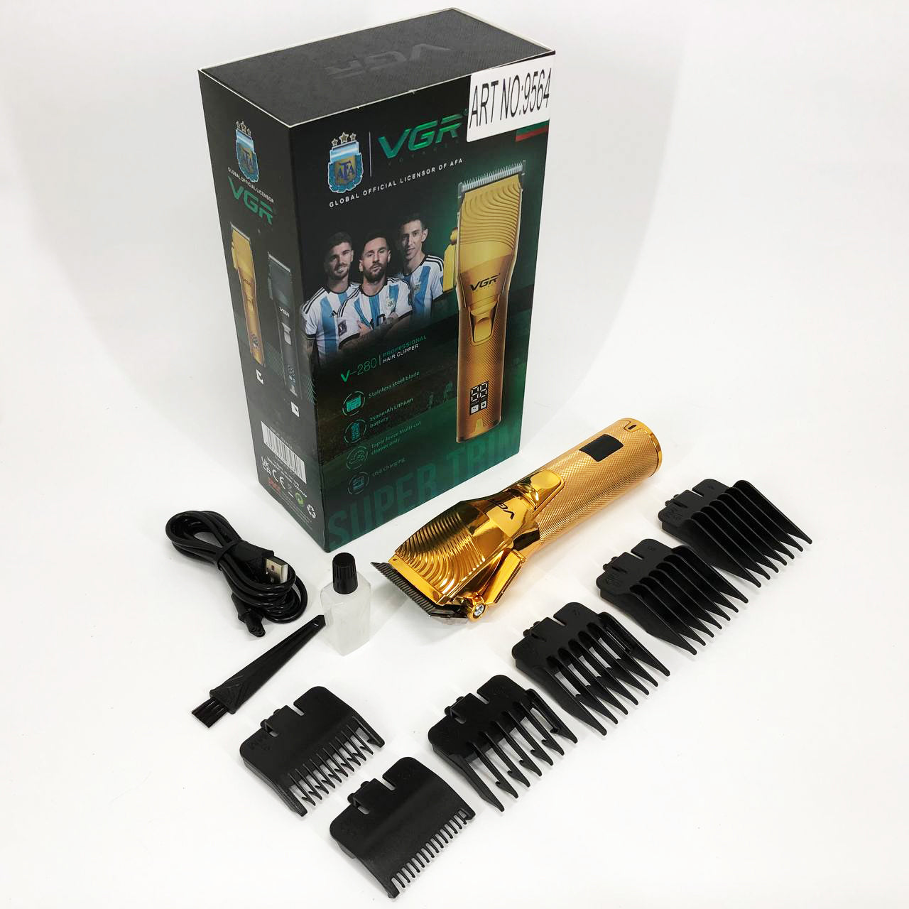 Аккумуляторная машинка для стрижки волос VGR V-280 с дисплеем и насадками, Качественная машинка