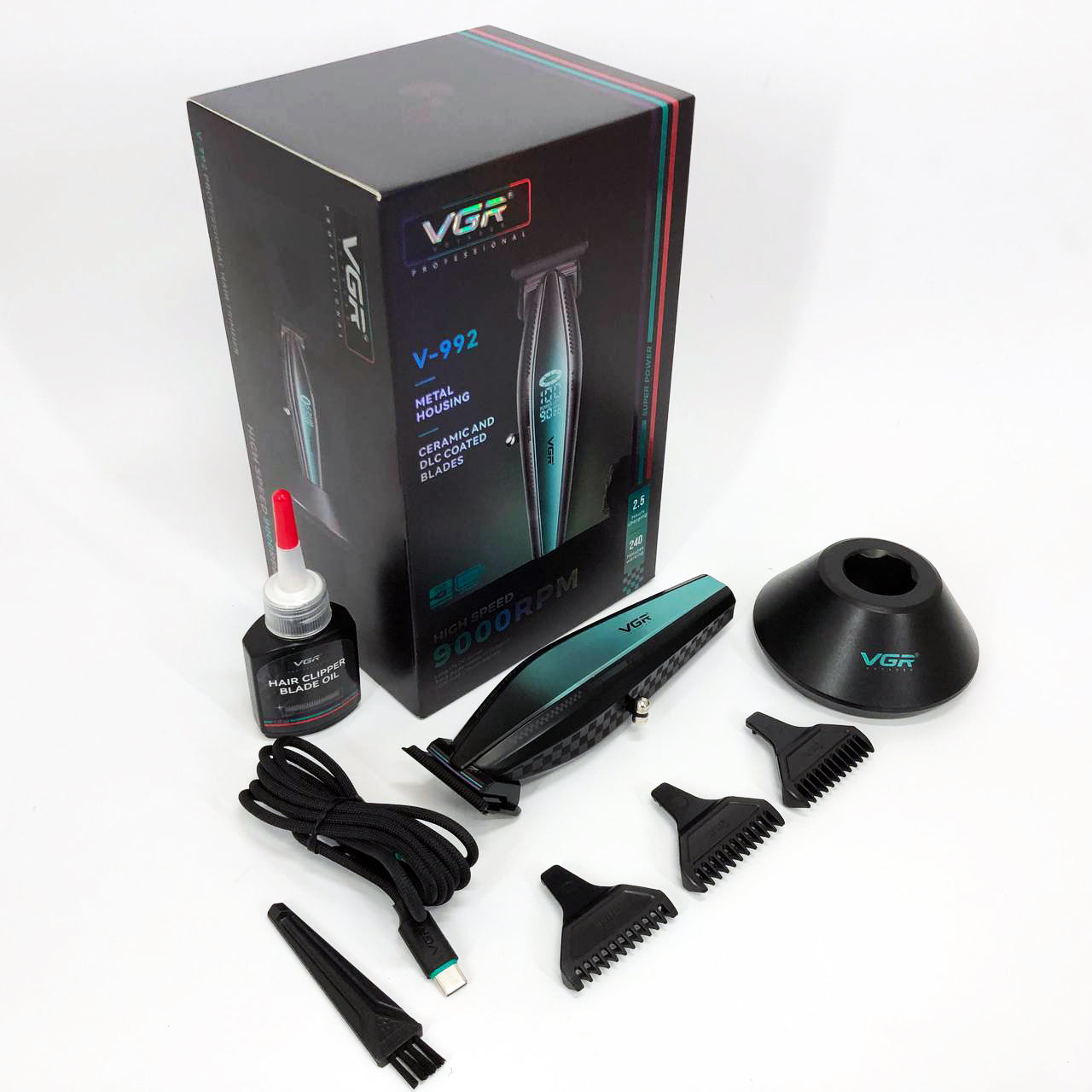 Машинка для стрижки волос с мощным мотором XPRO VGR V-992 с насадками 1-2-3 мм
