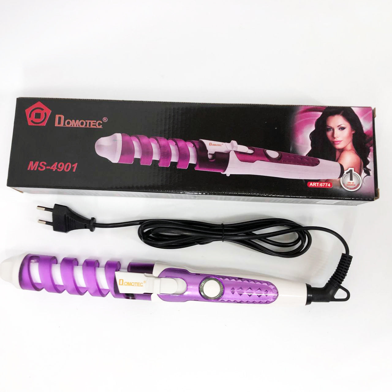 Плойка спиральная для волос Domotec MS 4901 с керамико-турмалиновым покрытием, Стайлер для завивки