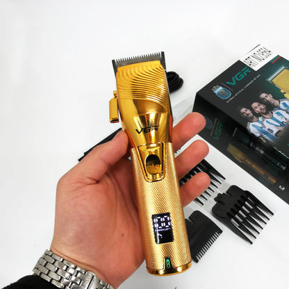 Аккумуляторная машинка для стрижки волос VGR V-280 с дисплеем и насадками, Качественная машинка