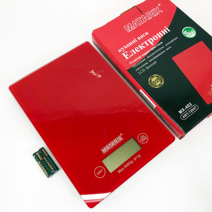 Весы кухонные MATARIX MX-402 5 кг с дисплеем, Кухонные весы для продуктов домашние. Цвет: красный