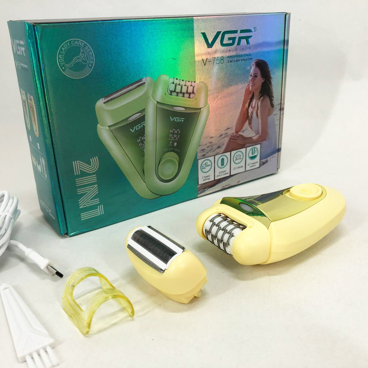 Эпилятор VGR 2 в 1 V-758. Цвет: желтый