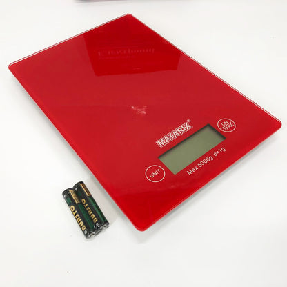 Весы кухонные MATARIX MX-402 5 кг с дисплеем, Кухонные весы для продуктов домашние. Цвет: красный
