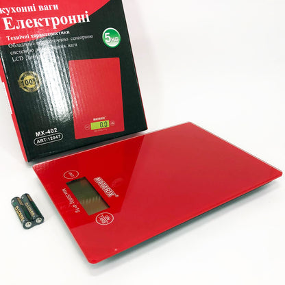 Весы кухонные MATARIX MX-402 5 кг с дисплеем, Кухонные весы для продуктов домашние. Цвет: красный