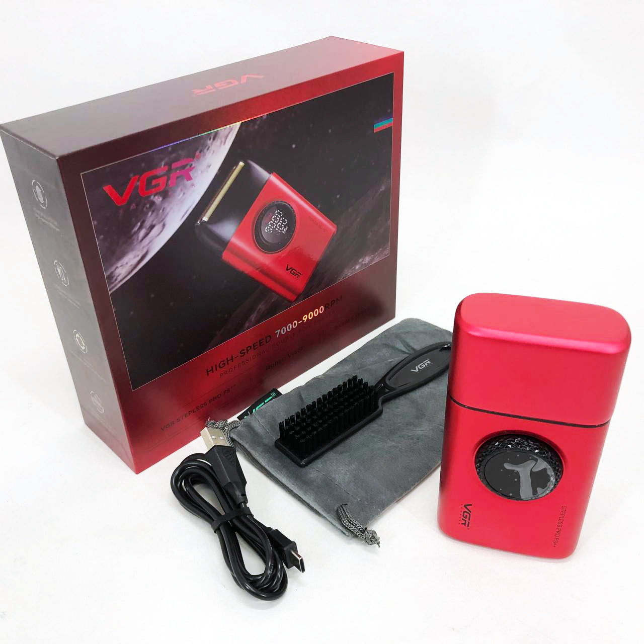 Электробритва VGR V-377 RED шейвер, Электрическая аккумуляторная бритва для бритья, шейвер мужской