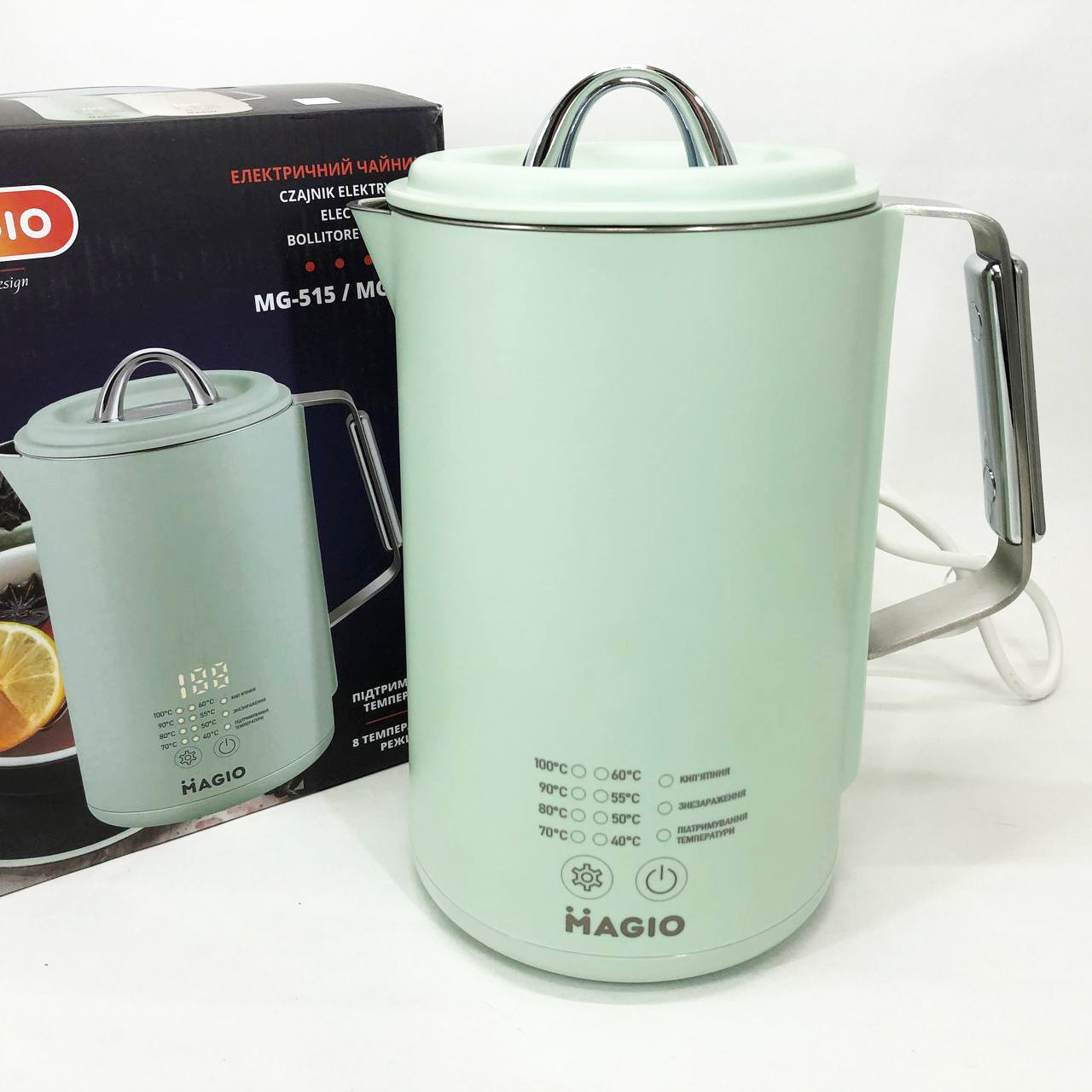 Электрочайник Magio MG-515, 1.5 л, 1500 Вт, с двойными стенками и регулировкой температуры