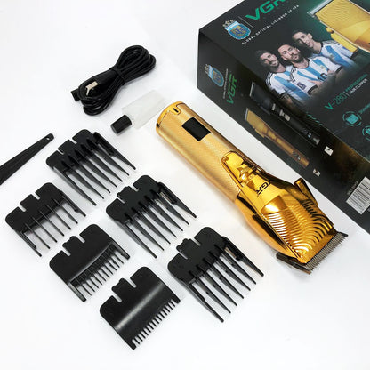 Аккумуляторная машинка для стрижки волос VGR V-280 с дисплеем и насадками, Качественная машинка