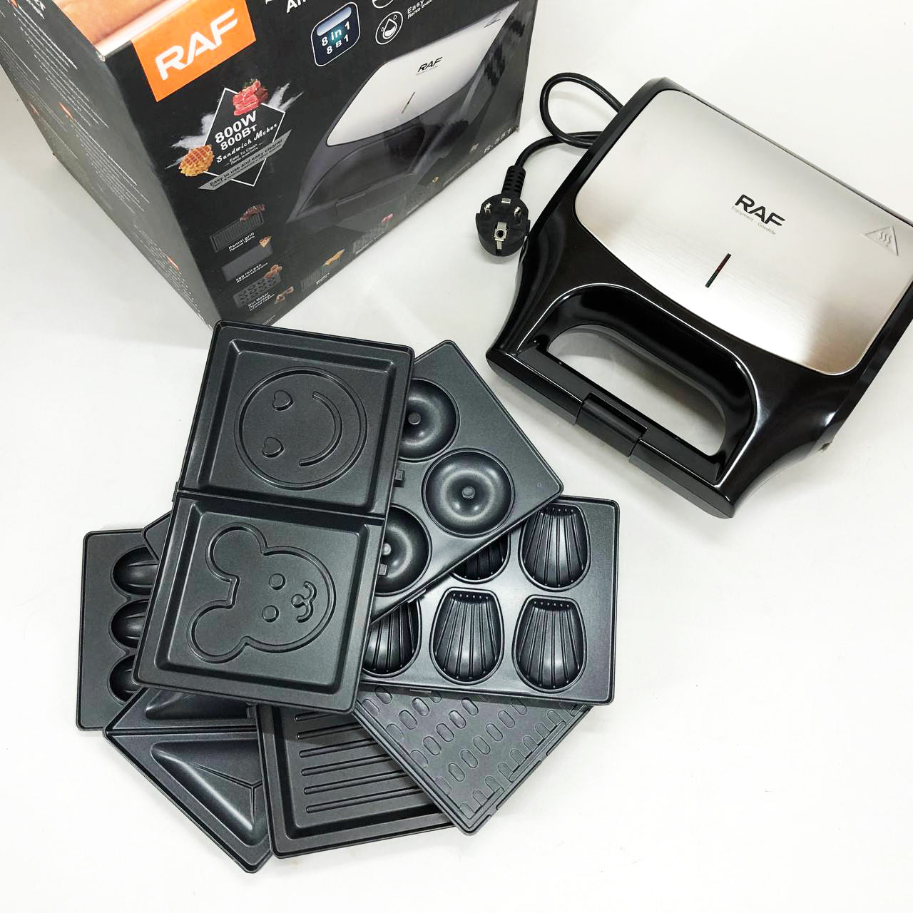Вафельница бутербродница сендвичница гриль электрическая 8 в 1 RAF R.551 850W Мультипекарь со 8 формами