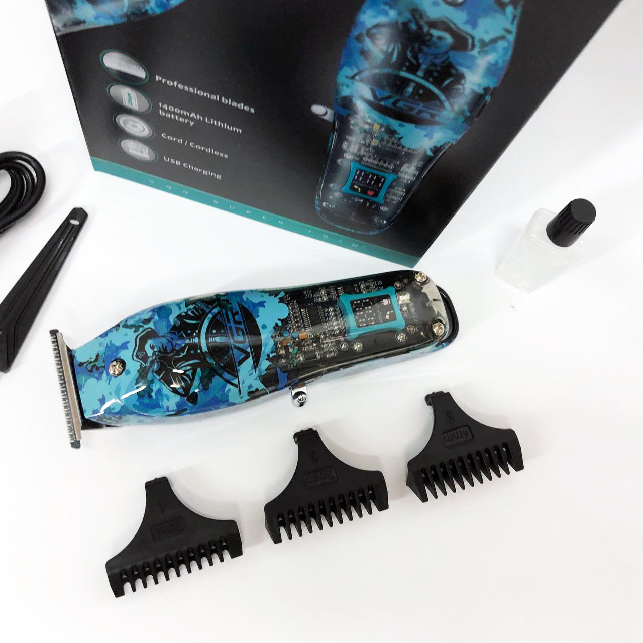 Триммер для волос и бороды профессиональный VGR V-923 аккумуляторный с LED-индикатором