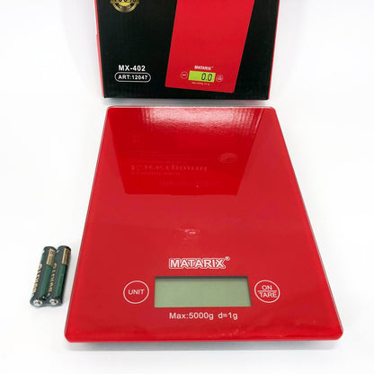 Весы кухонные MATARIX MX-402 5 кг с дисплеем, Кухонные весы для продуктов домашние. Цвет: красный