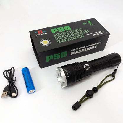 Фонарь аккумуляторный X-Balog BL-A72-P50, ручной фонарик, водонепроницаемый фонарь, мощный аккумуляторный