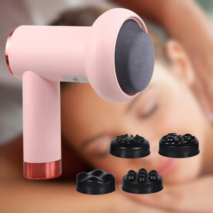 Массажер антицеллюлитный для тела рук и ног 4 насадки 6 скоростей Deep Rolling Massager. Цвет: розовый