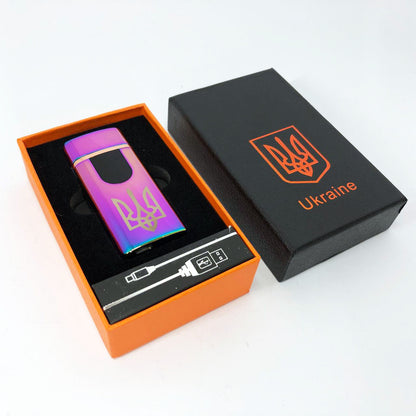 Электрическая и газовая зажигалка Украина, аккумуляторная зажигалка спиральная HL-431. Цвет: хамелеон