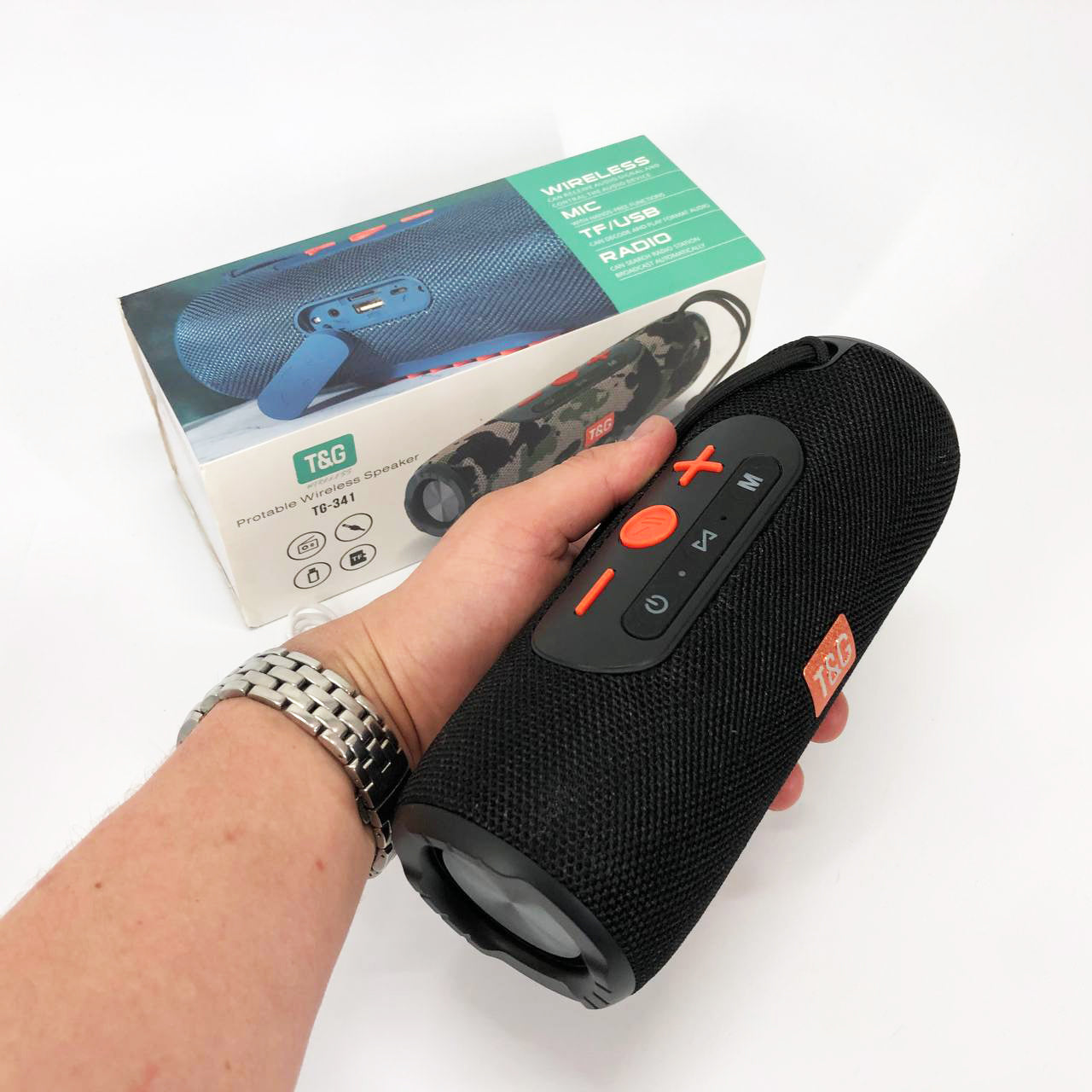 Портативная Bluetooth колонка TG341 со шнурком, аккумуляторная переносная колонка. Цвет: черный