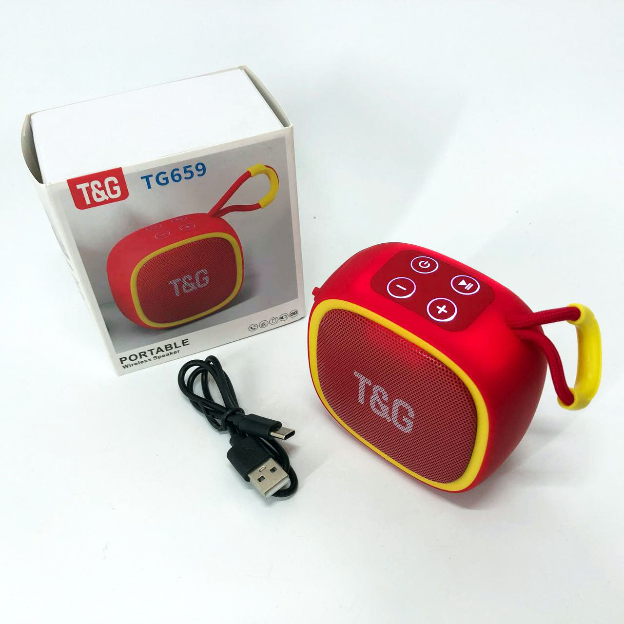 Портативная Bluetooth-колонка TG659 с ремешком, Громкая блютуз колонка для вечеринки. Цвет: красный