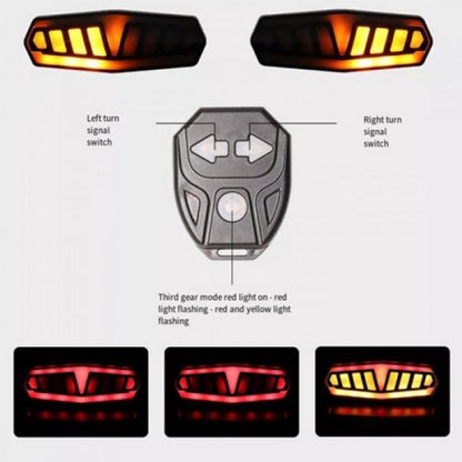 Велофонарь FY-1828 с указанием поворотов (red+yellow), ЗУ Type-C, Мигалка с аккумулятором на велосипед