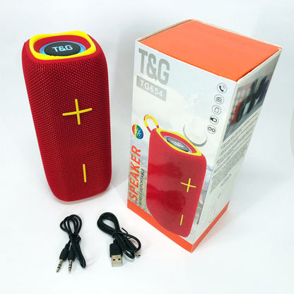 Портативная Bluetooth колонка TG654 8W с подсветкой, блютуз колонка для улицы. Цвет: красный