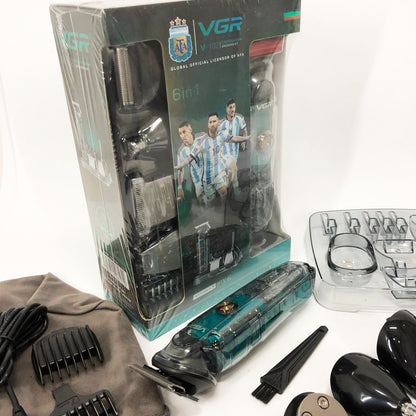 Машинка для стрижки волос, носа, бороды, бритва VGR V-102 5в1 беспроводной триммер с дисплеем