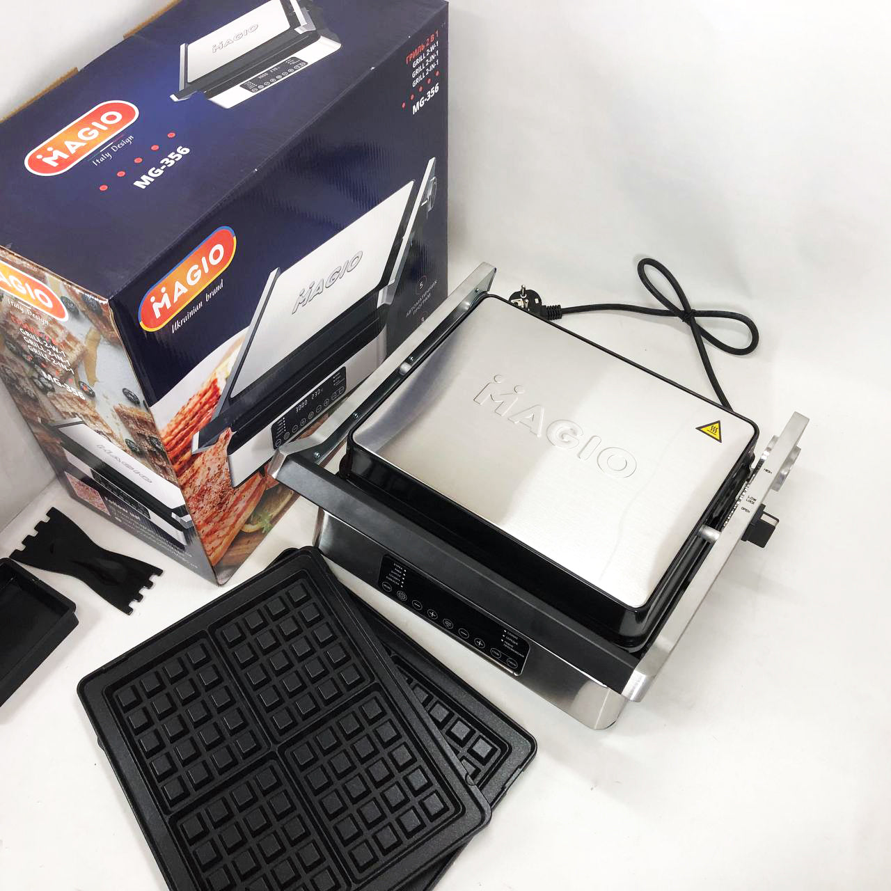 Гриль-барбекю электрический Magio MG-356, Настольный гриль для гамбургеров Прижимная электробутербродница