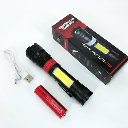 Фонарь ручной аккумуляторный PL-826-P70-COB(white+red), Портативный точечный фонарь, Походный фонарик