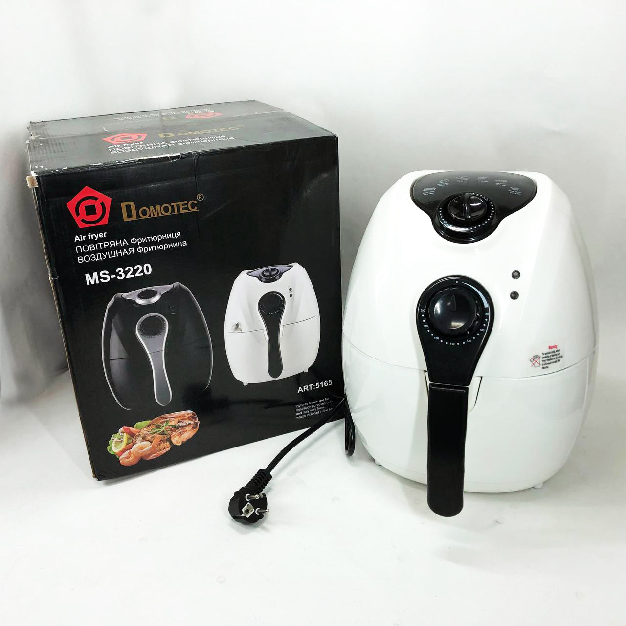 Аерофритниця Мультипіч Аерогриль Domotec MS-3220 1300W 4,5 л Безмасляна з Таймером. Колір: білий