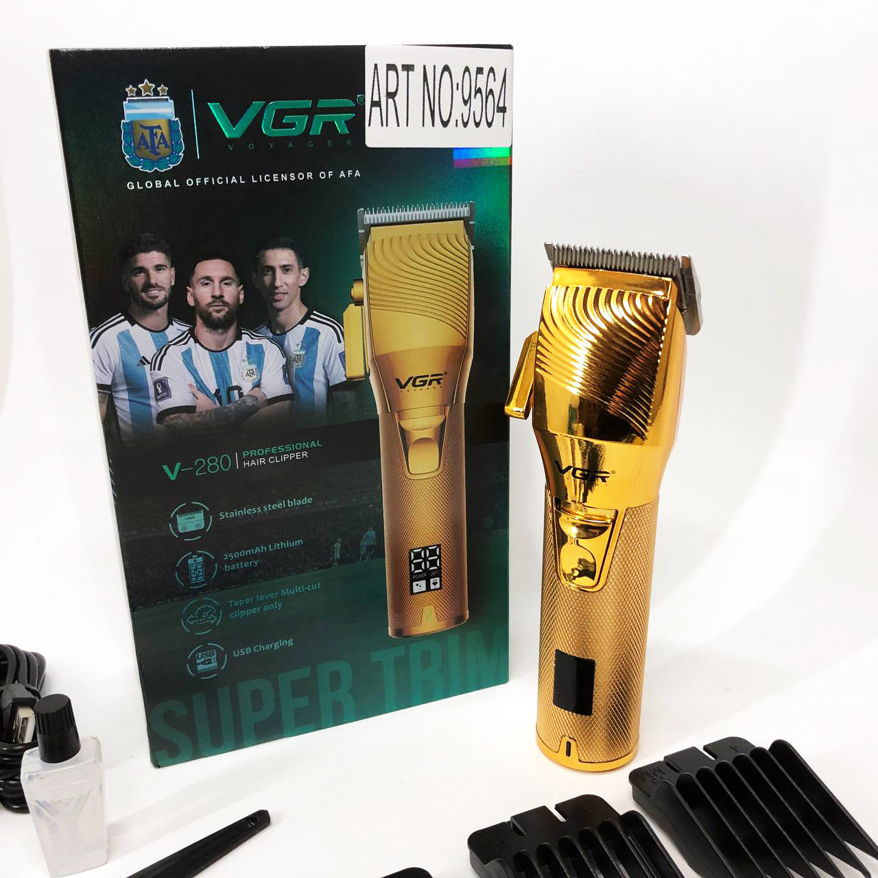 Аккумуляторная машинка для стрижки волос VGR V-280 с дисплеем и насадками, Качественная машинка