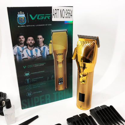 Аккумуляторная машинка для стрижки волос VGR V-280 с дисплеем и насадками, Качественная машинка